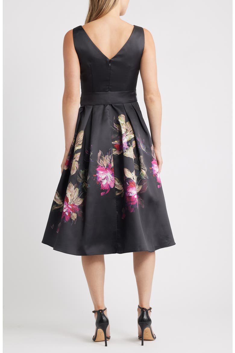 Mikado Flare Gown, Alternate, color, BLACK MULTI