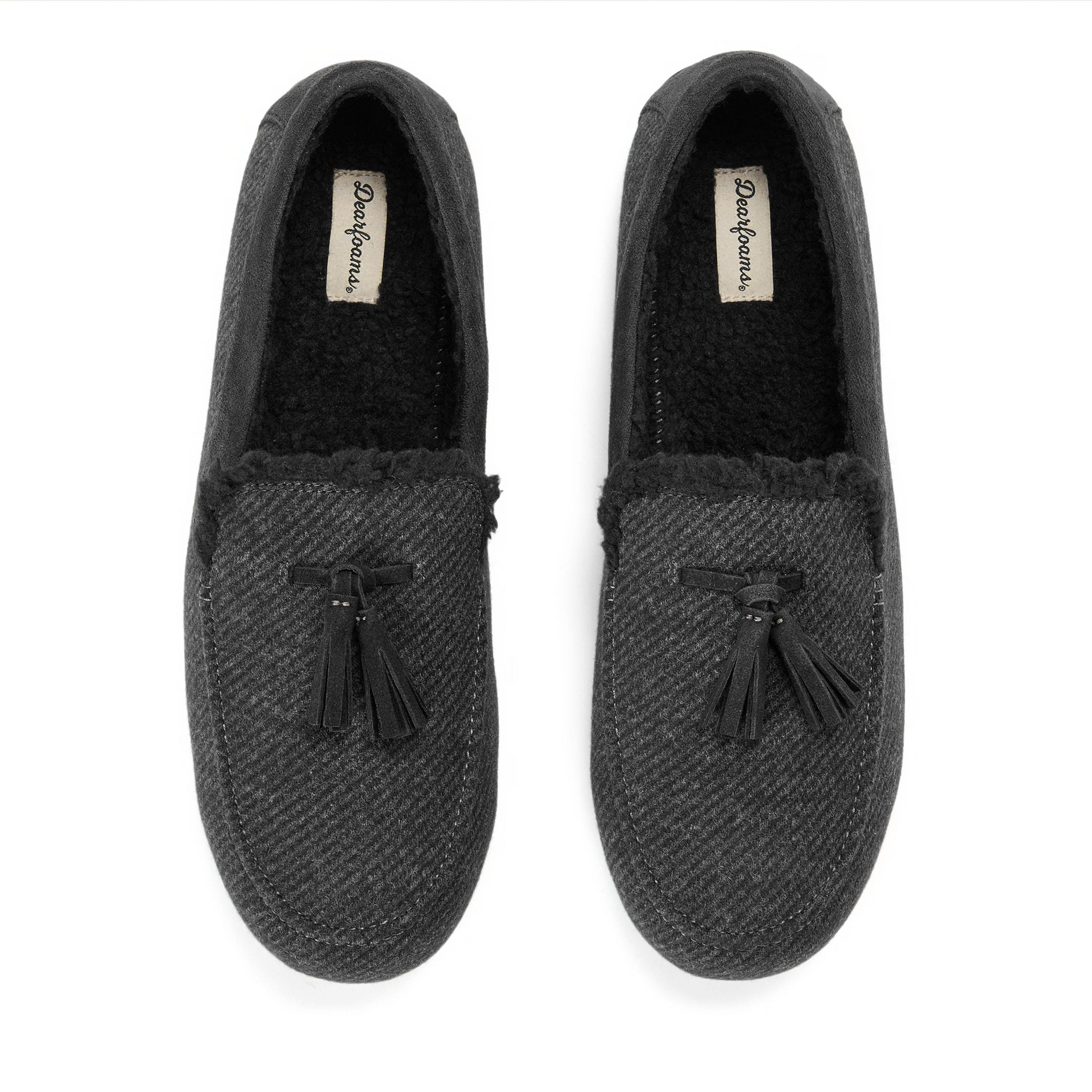 Dearfoams Perkins Moccasin Slippers, Alternate, color, Black