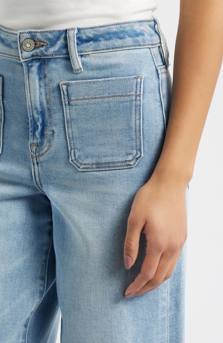 HIDDEN JEANS Patch Pocket High Waist Wide Leg Jeans, Alternate, color, Light Wash