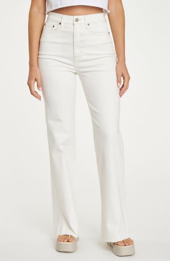 Daze Far Out Raw Hem Jeans In Cream