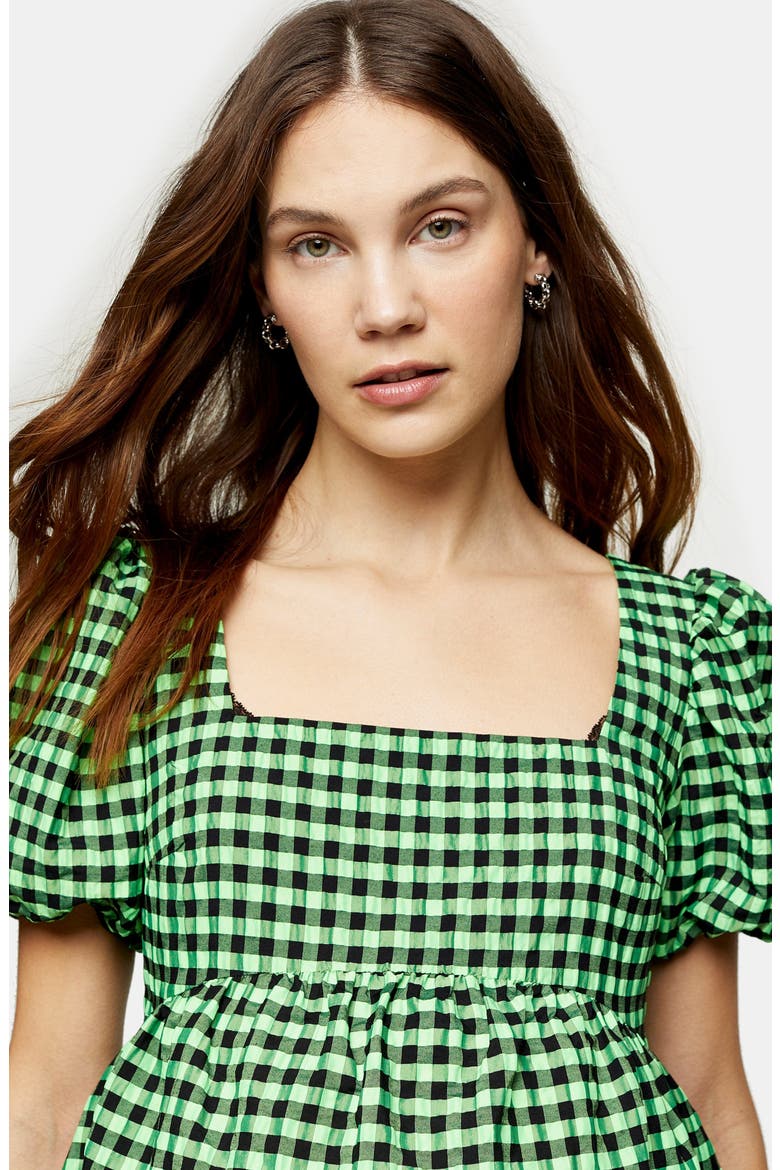 Gingham Maternity Minidress, Alternate, color, LIME MULTI