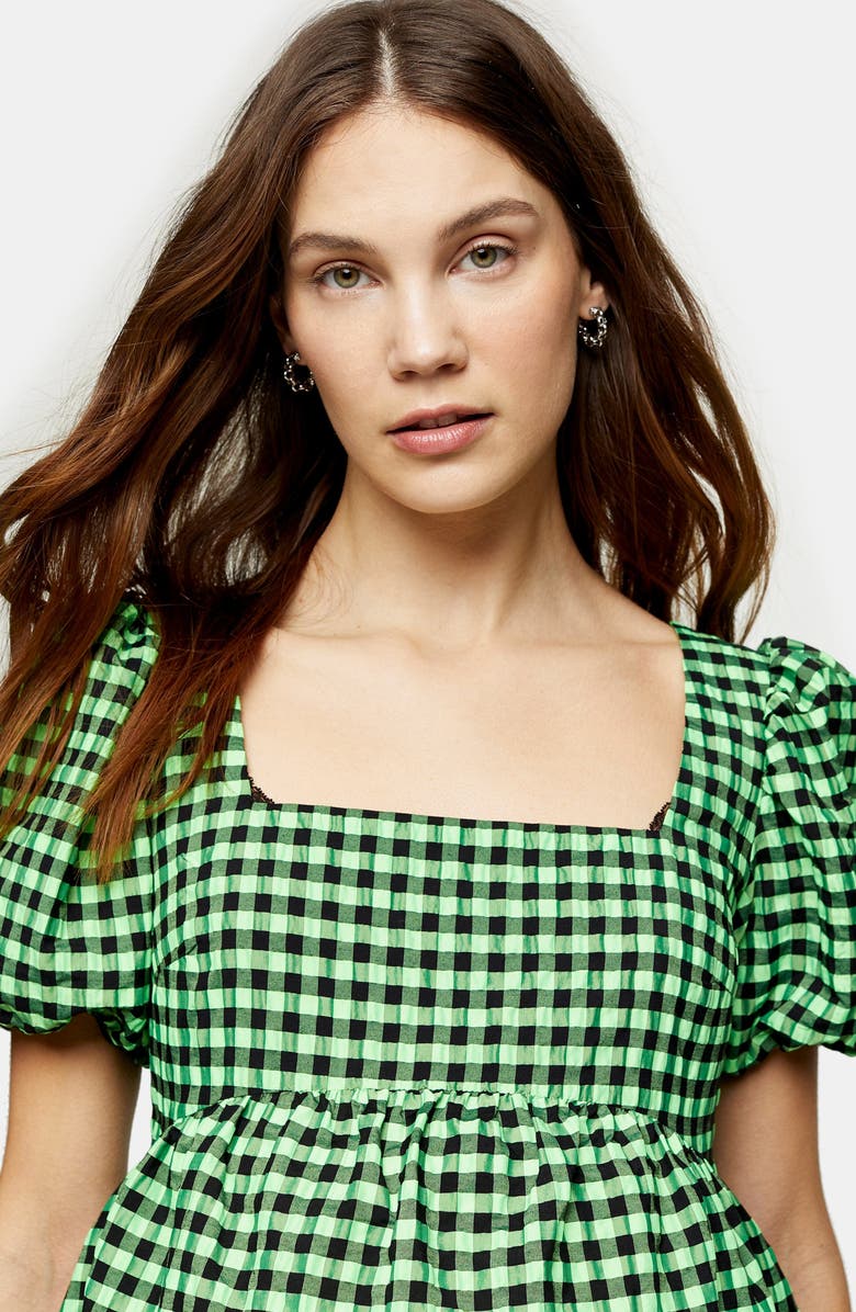 Topshop Gingham Maternity Minidress, Alternate, color,
