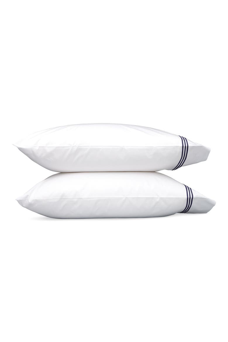 Bel Tempo Set of 2 520 Thread Count Cotton Perccale Pillowcases, Main, color, NAVY