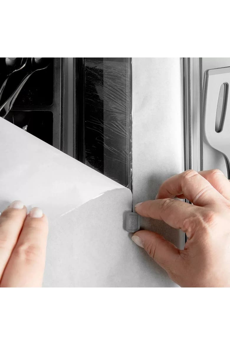 Compact Transparent Kitchen Wrap Dispenser with Cutter, Alternate, color, Black