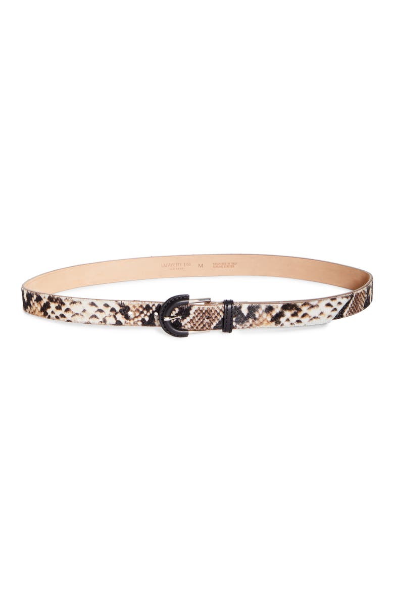 Animal Print Genuine Calf Hair Belt, Main, color, BLACK MULTI