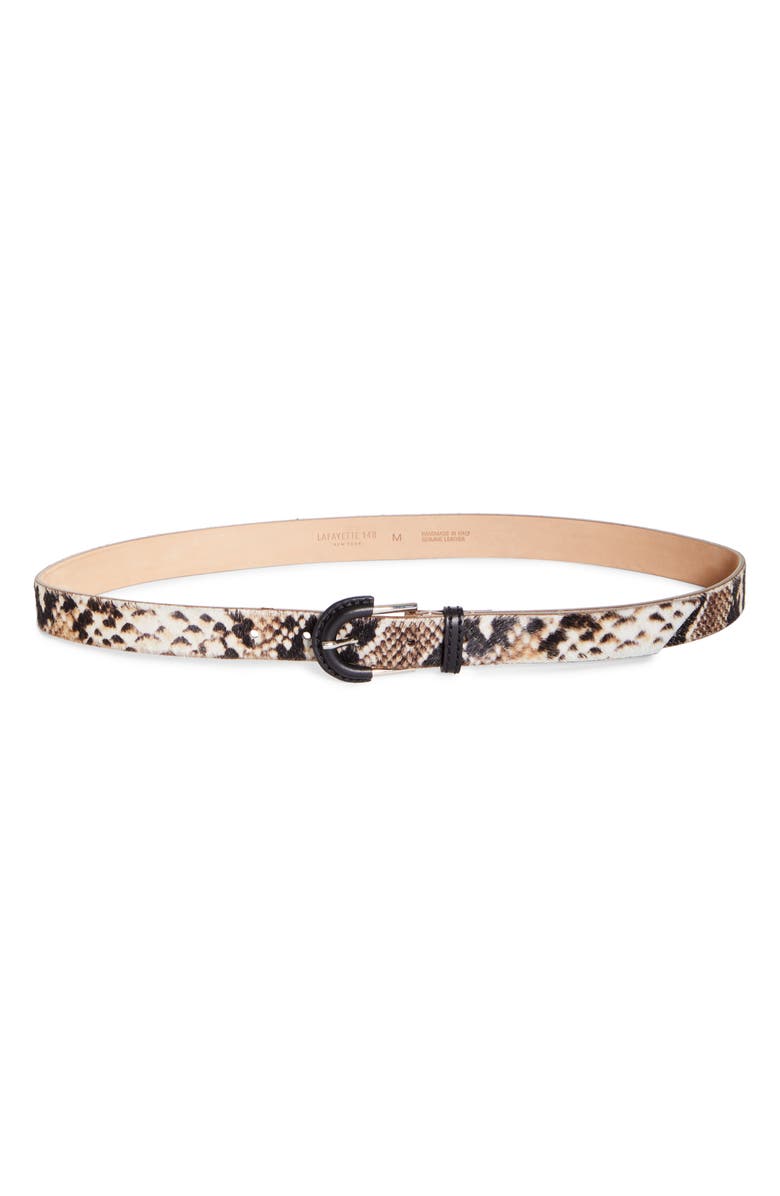 Lafayette 148 New York Animal Print Genuine Calf Hair Belt, Main, color,