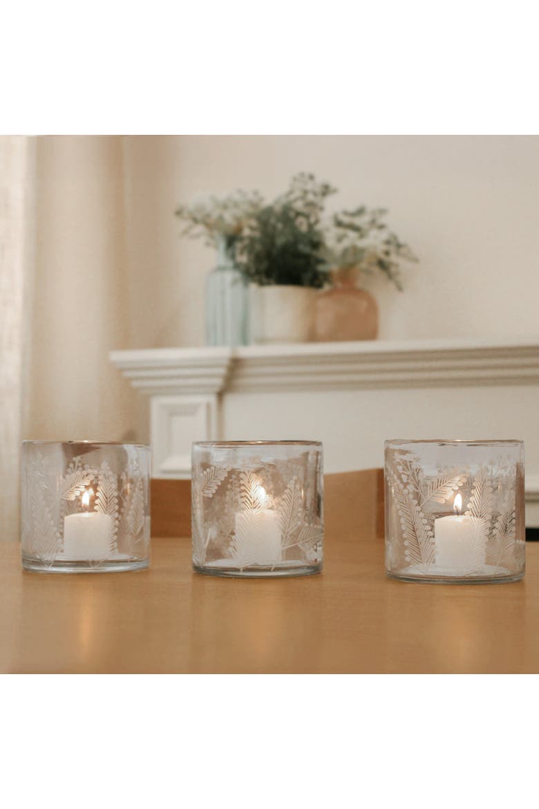 Etched Glass Candleholders, Alternate, color, Glass