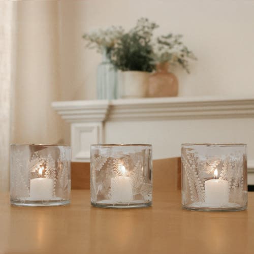Cg Hunter Etched Glass Candleholders In Transparent