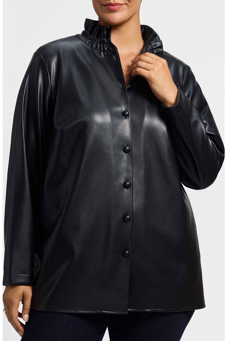 Carolina Faux Leather Button-Up Shirt Jacket, Main, color, BLACK