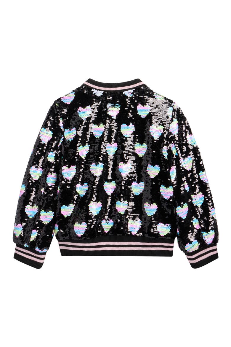Kids' Sequin Embellished Bomber Jacket, Alternate, color, BLACK MULTI