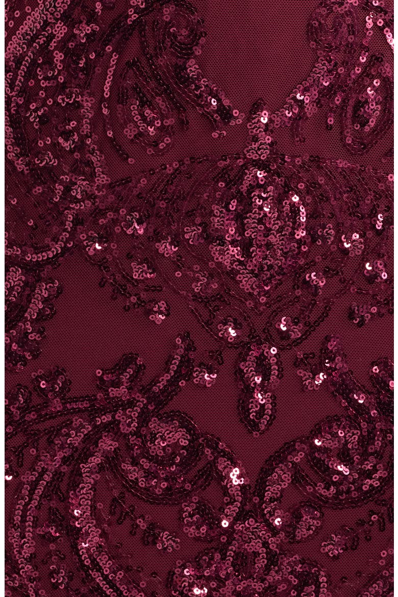Beaded Cocktail Dress, Alternate, color, CRANBERRY