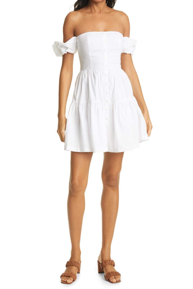 Elio Strapless Minidress, Alternate, color, WHITE