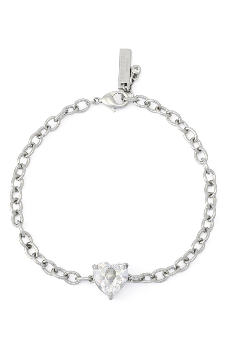 Kurt Geiger London Crystal Heart Flex Bracelet, Main, color, Crystal