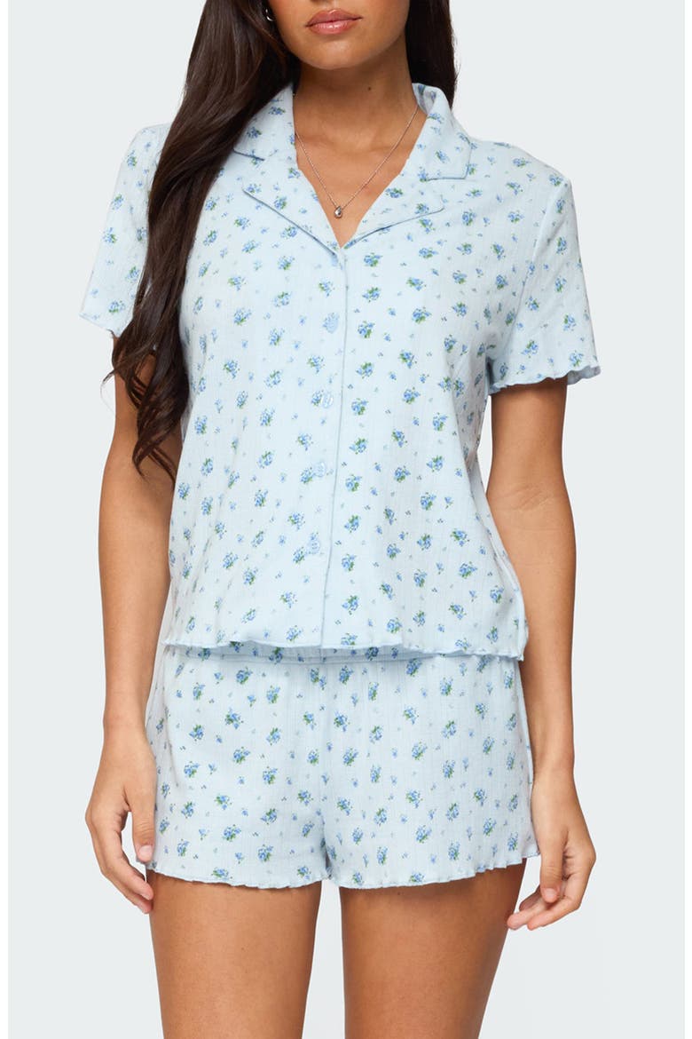 Camden Floral Pointelle Button-Up Shirt, Main, color, LIGHT-BLUE