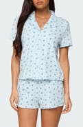 EDIKTED Camden Floral Pointelle Button-Up Shirt