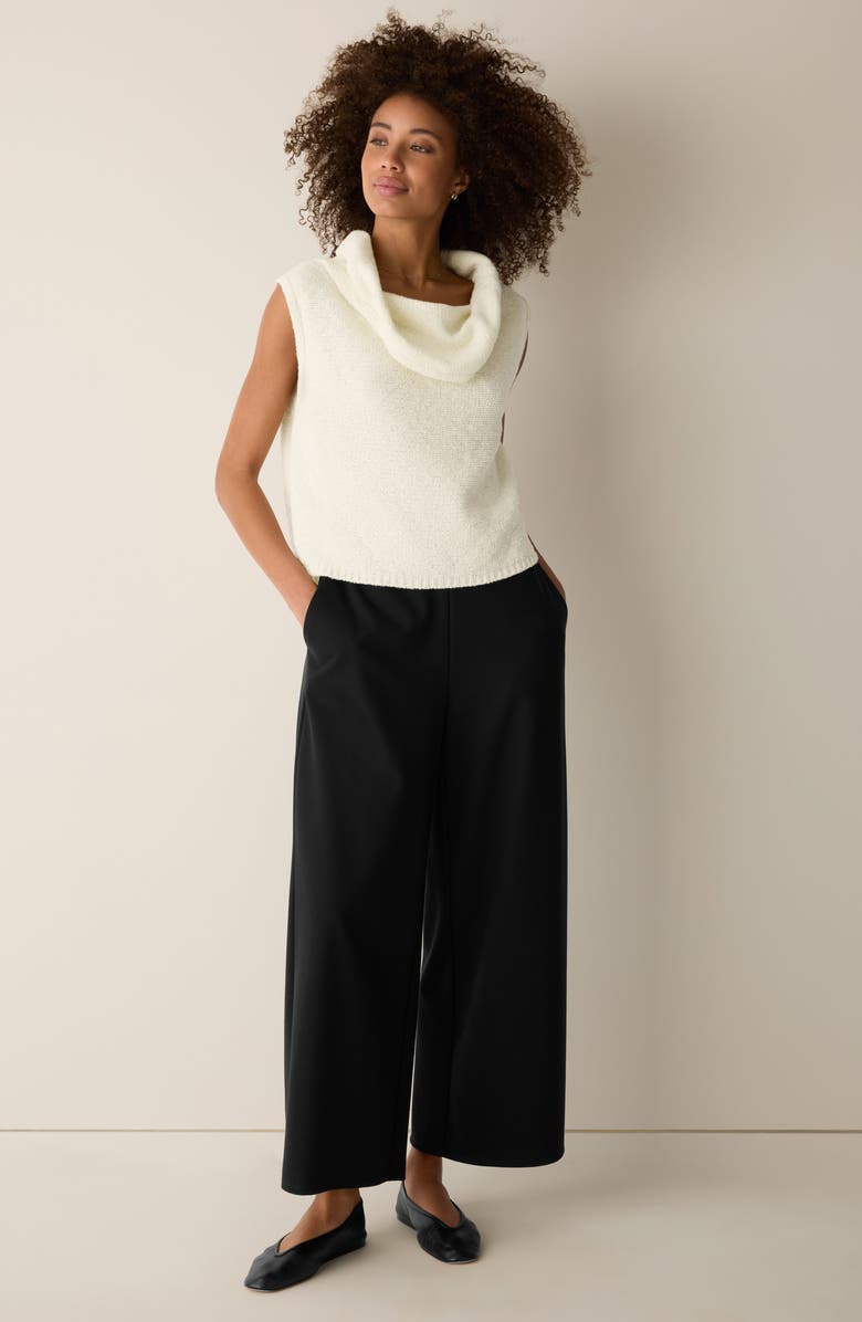 Eileen Fisher Cowl Neck Organic Cotton Blend Sweater, Alternate, color, Ecru