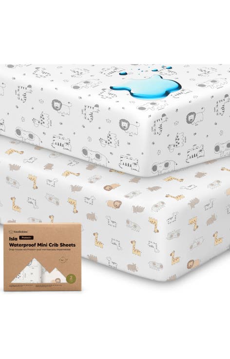 2-Pack Isla [Protect+] Waterproof Mini Crib Sheets