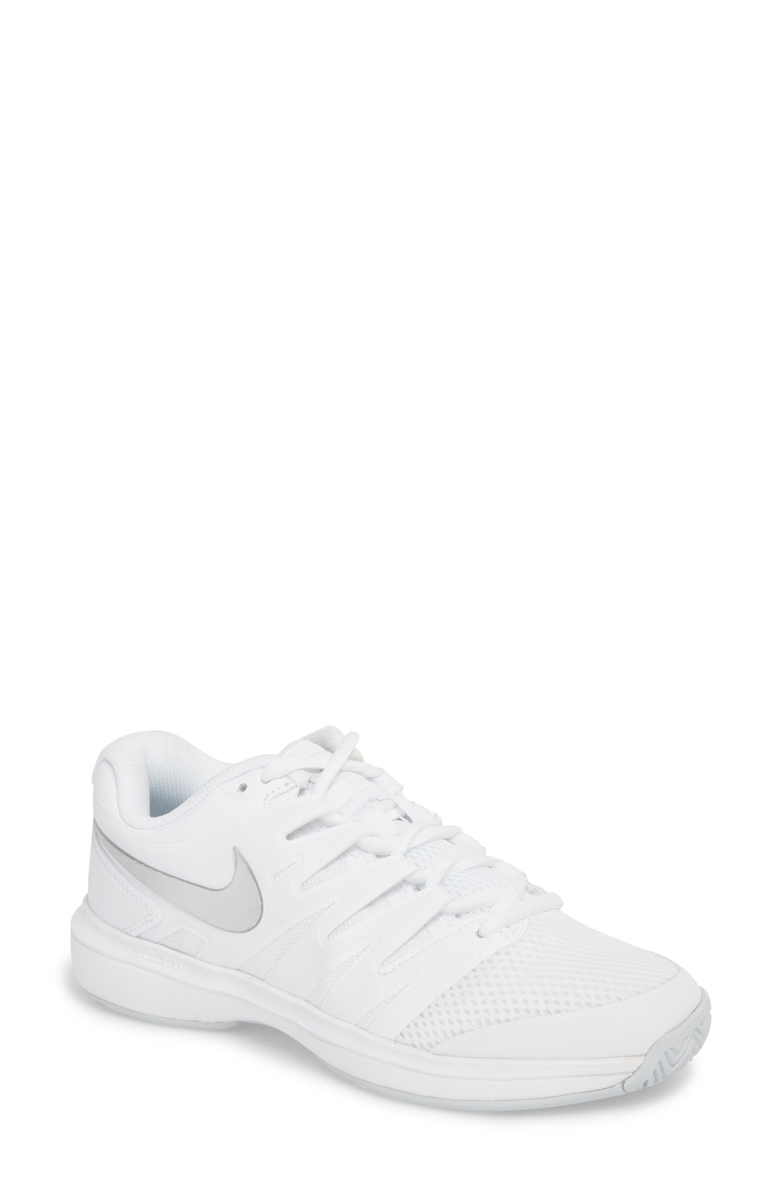 Nike Air Zoom Prestige HC Tennis Shoe, Main, color, White/ Metallic Silver