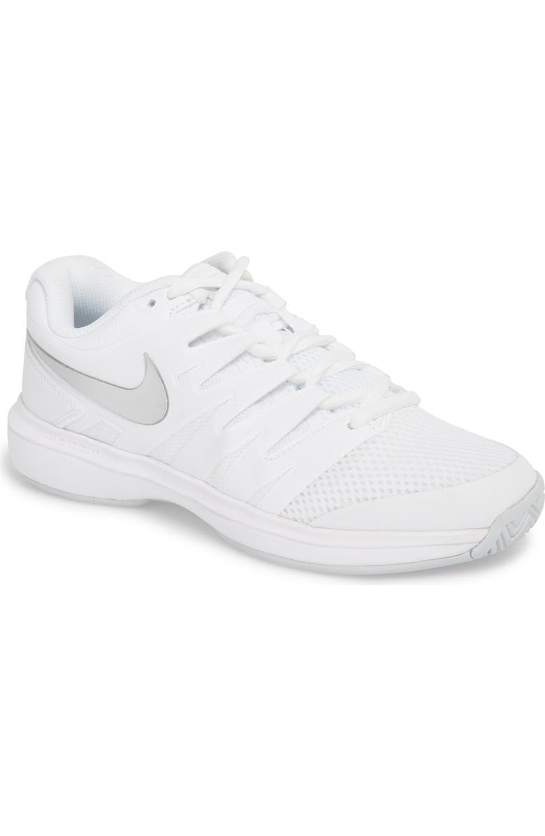 Nike Air Zoom Prestige HC Tennis Shoe, Main, color, White/ Metallic Silver
