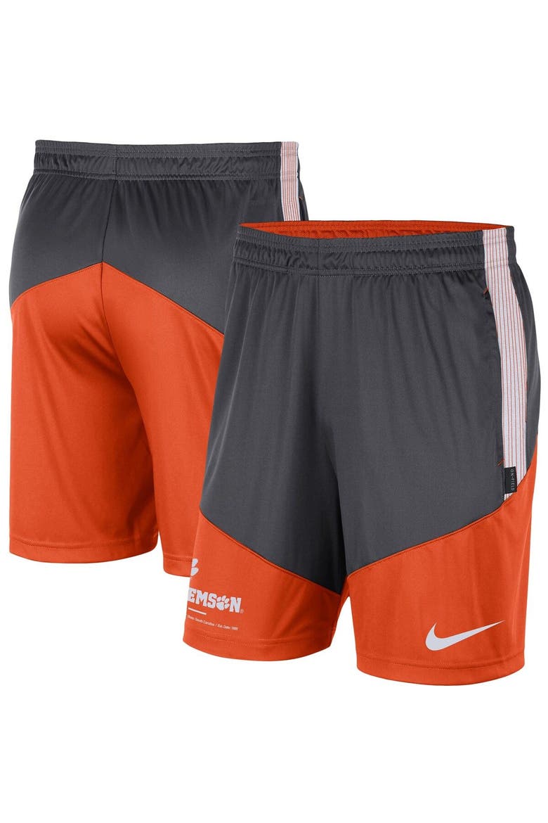 Men's Nike Anthracite/Orange Clemson Tigers Team Performance Knit Shorts, Main, color, Anthracite