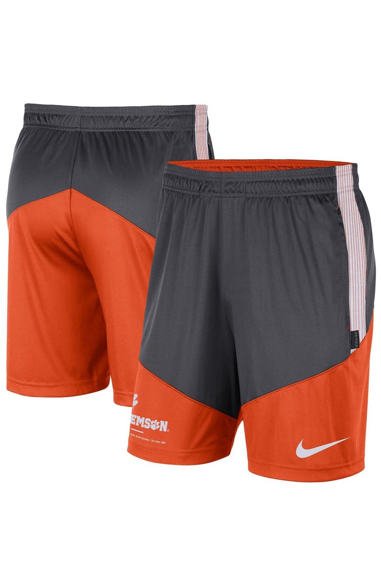 Nike Men's Nike Anthracite/Orange Clemson Tigers Team Performance Knit Shorts, Main, color, Anthracite