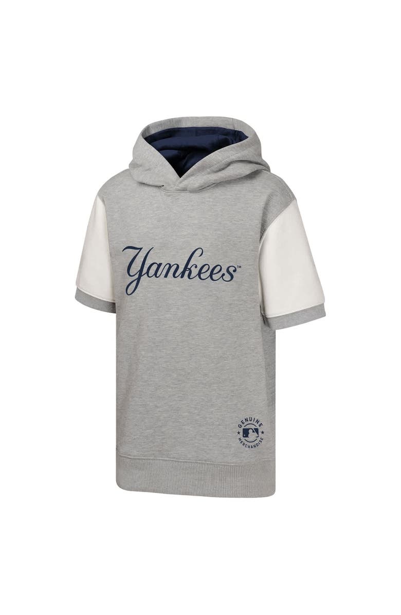 Outerstuff Youth  Heather Gray New York Yankees Line Up Short Sleeve Pullover Hoodie, Alternate, color, 