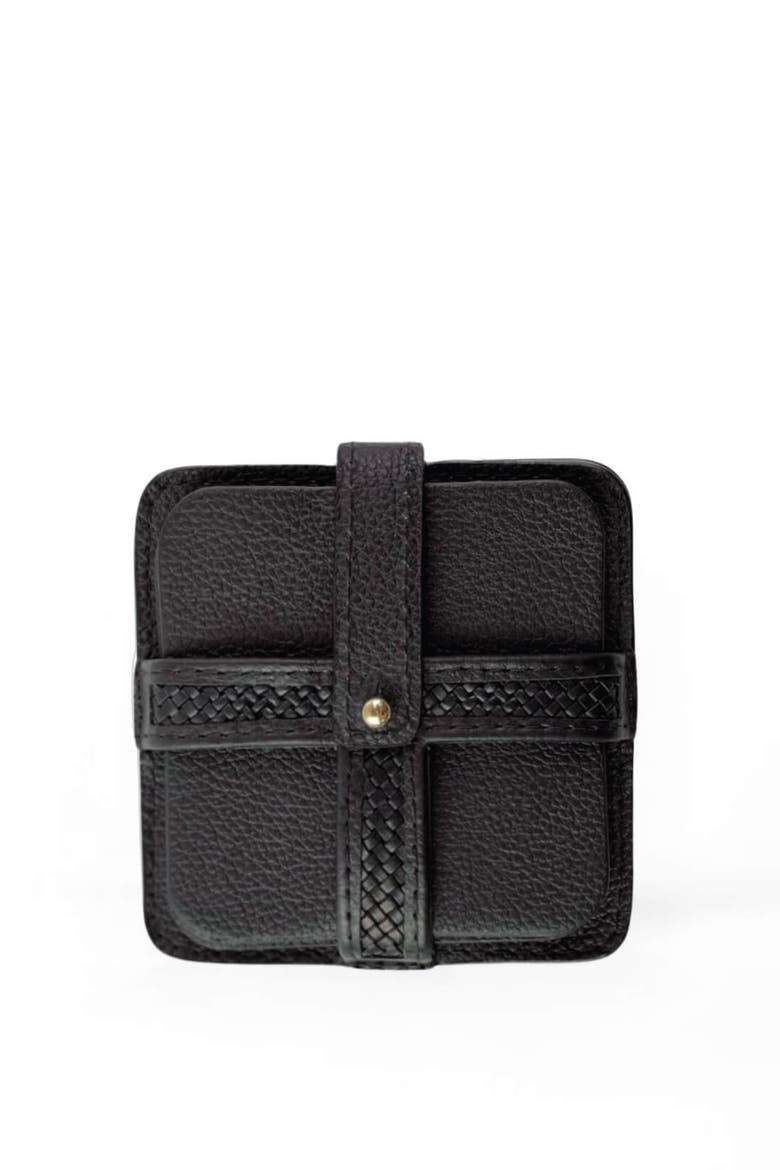 Woven Square Coasters, Main, color, Black