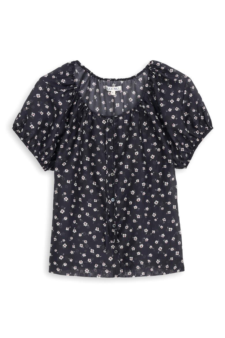 Rose Floral Cotton & Silk Top, Alternate, color, BLACK FLORAL