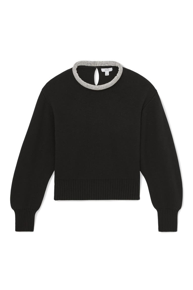 Crisse Rhinestone Neck Sweater, Alternate, color, BLACK