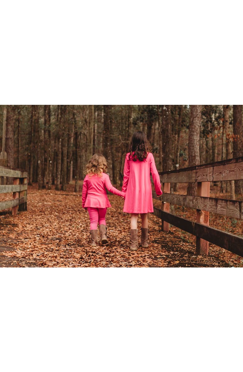 CITY THREADS Girl's Soft 100% Cotton Baby Rib Long Sleeve Dress, Alternate, color, Bubblegum