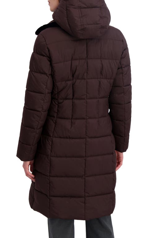 Tahari Greta Longline Hooded Coat In Burgundy