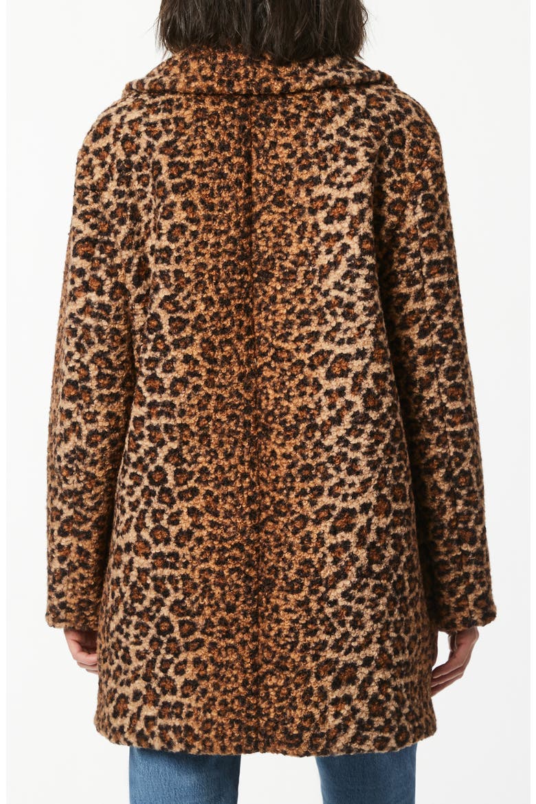 Animal Print Double Breasted Bouclé Coat, Alternate, color, BROWN LEOPARD