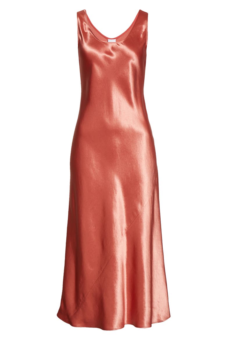 Talete Satin Midi Tank Dress, Alternate, color, CORAL