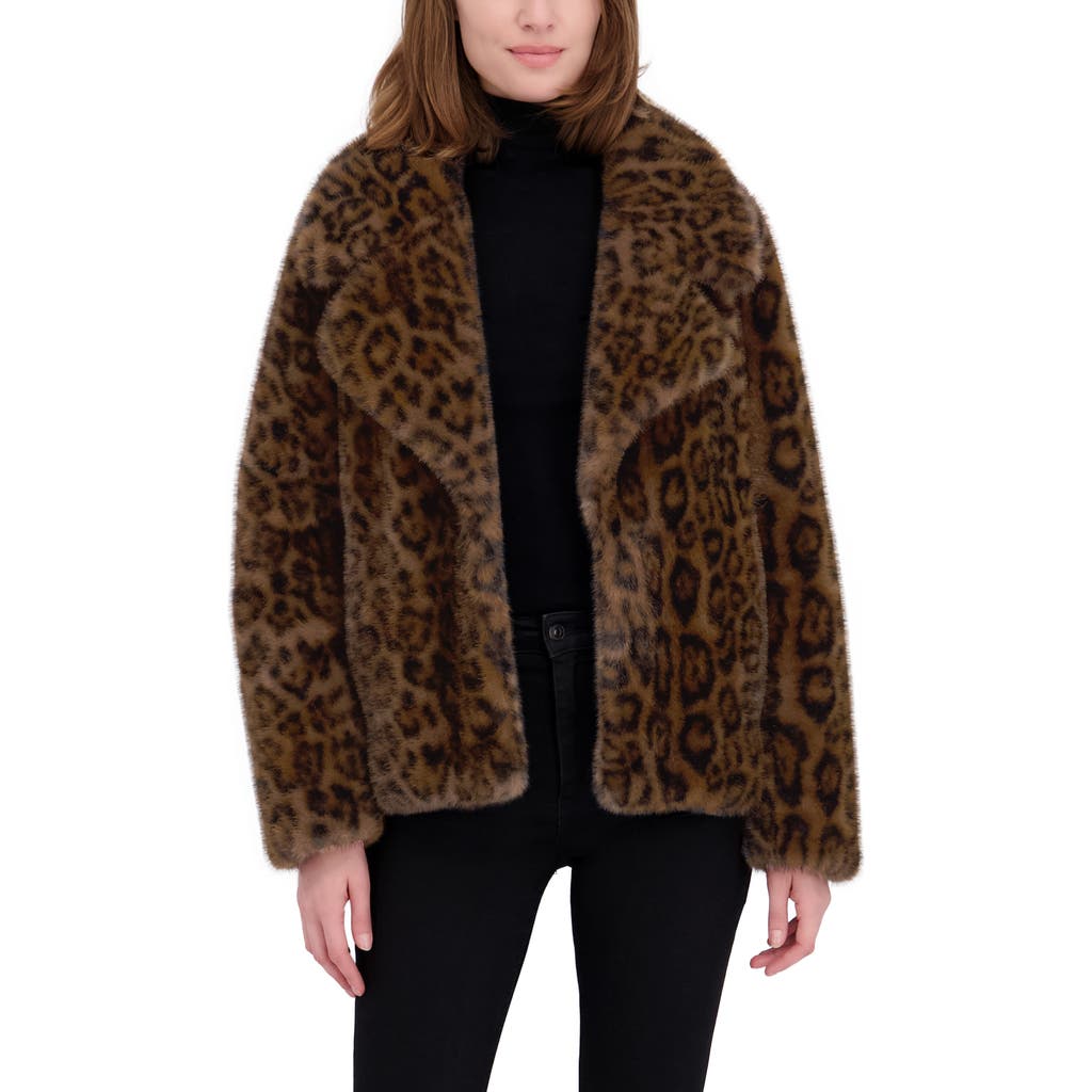 Laundry By Shelli Segal Leopard Print Faux Fur Jacket In Brown