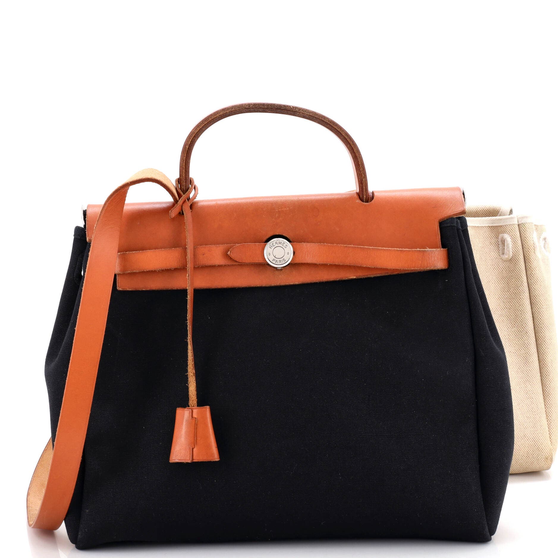 Pre-Owned Hermes Herbag Toile and Leather PM, Alternate, color, Noir