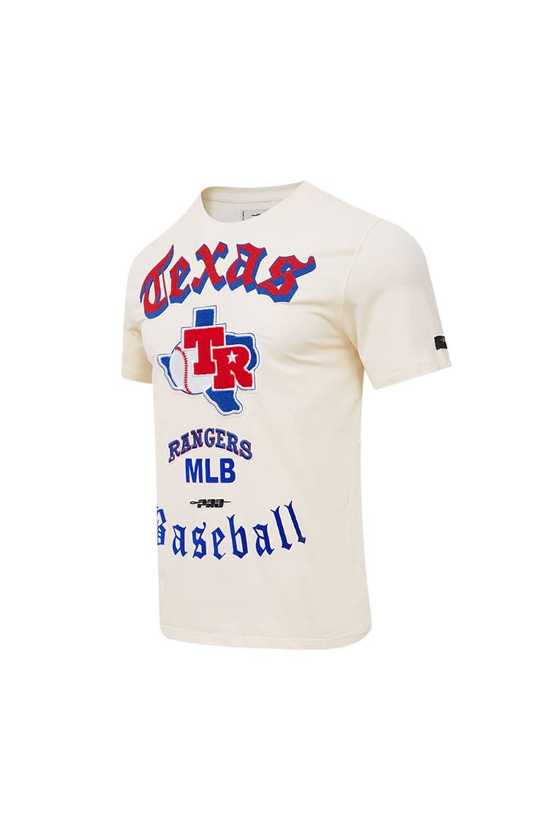 Men's Pro Standard Cream Texas Rangers Cooperstown Collection Old English T-Shirt, Alternate, color, Cream