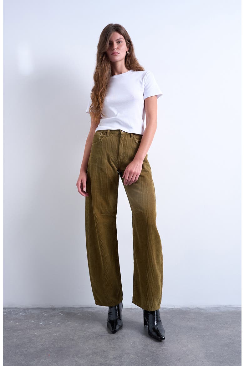 High Waist Barrel Corduroy Jeans, Alternate, color, TAN