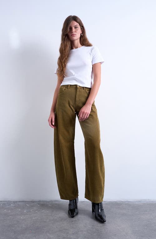 Topshop High Waist Barrel Corduroy Jeans In Multi