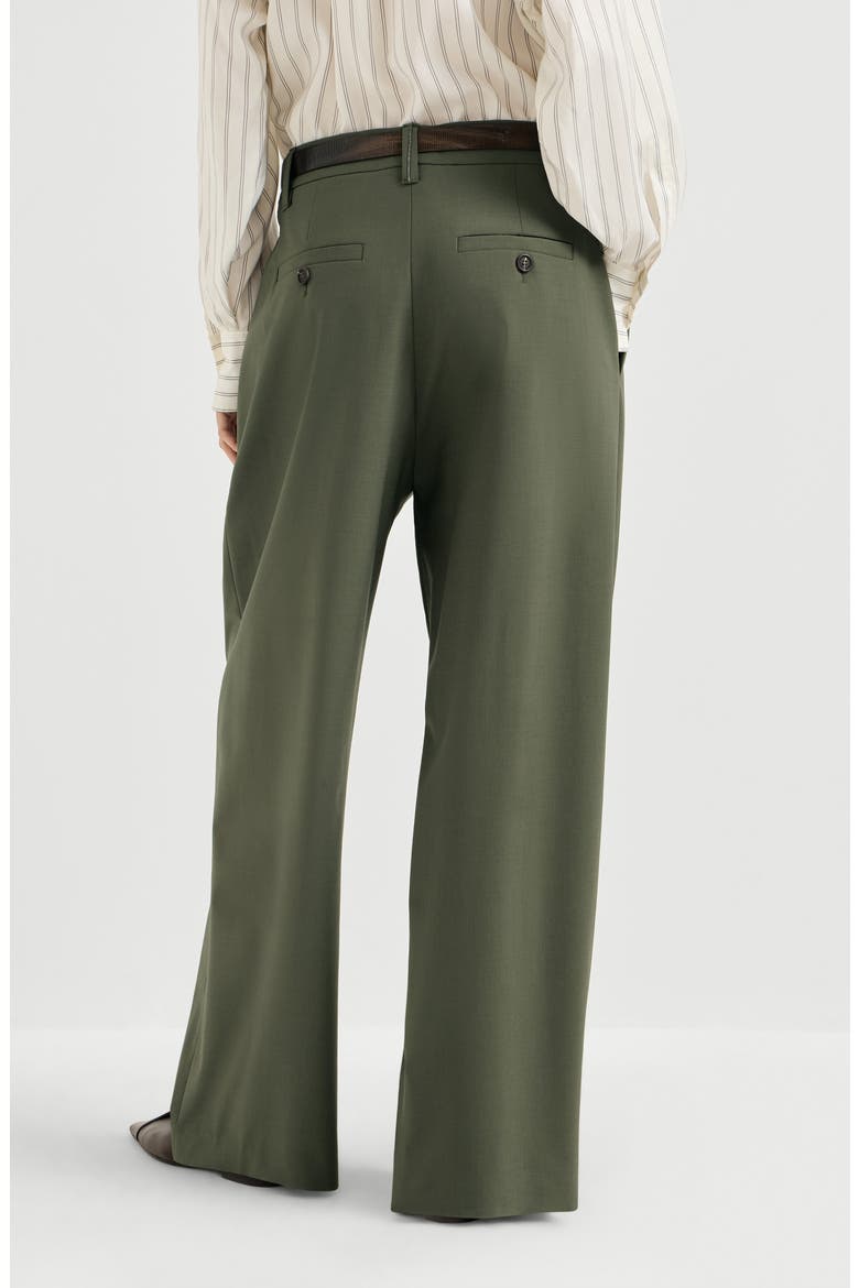 Tropical luxury wool tailored trousers with monili, Alternate, color, Green