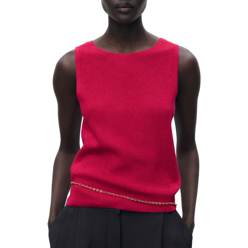 Mango Fine Rib Sweater Tank In Pink