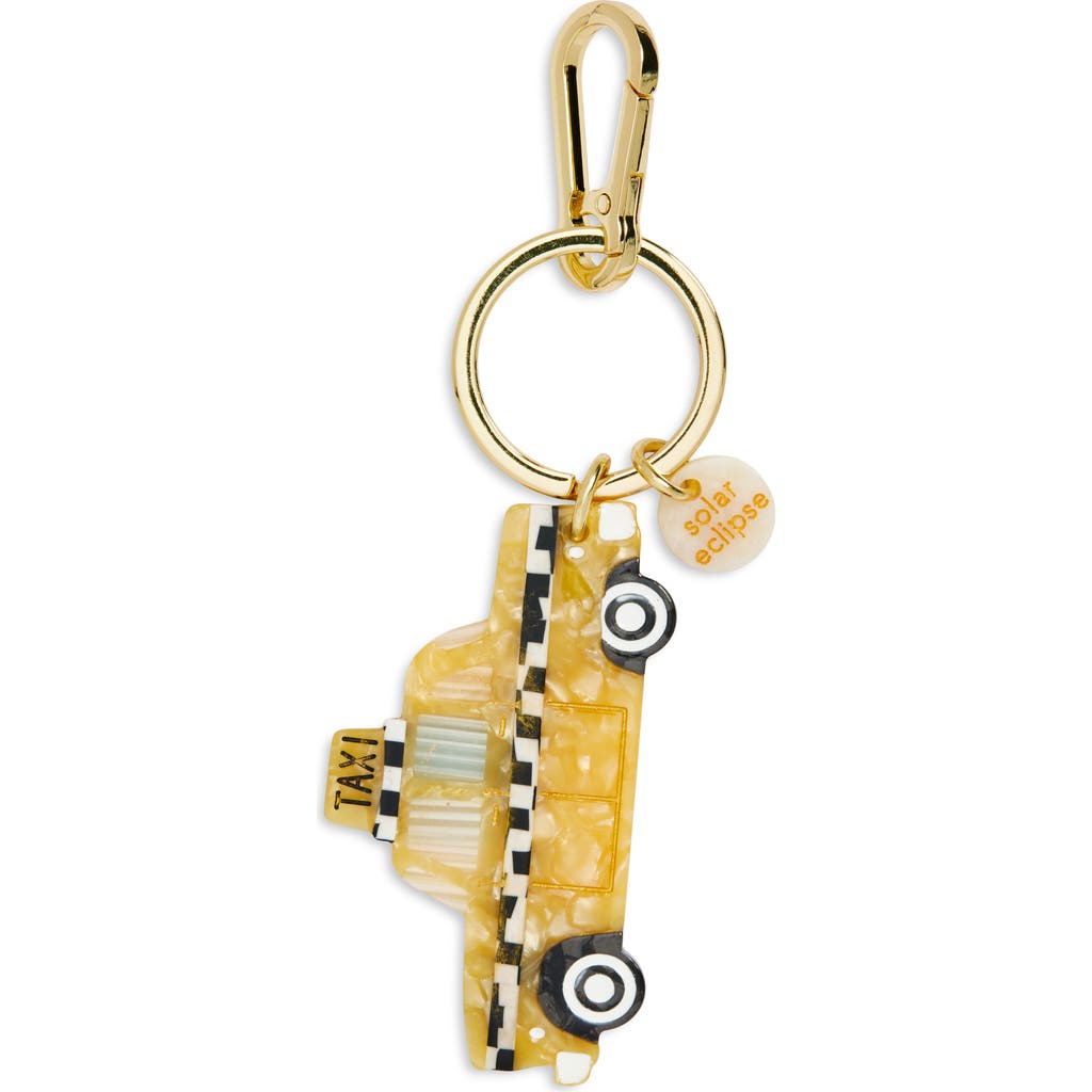 Solar Eclipse Hand Painted Taxicab Key Chain Bag Charm In Gold