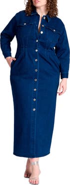 ELOQUII Denim Fitted Dress