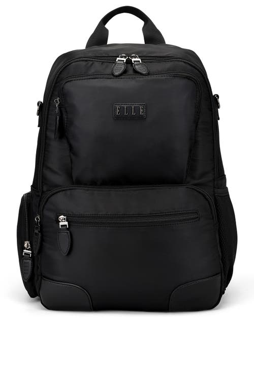Elle Voyage 20l Twill And Vegan Leather Backpack In Black