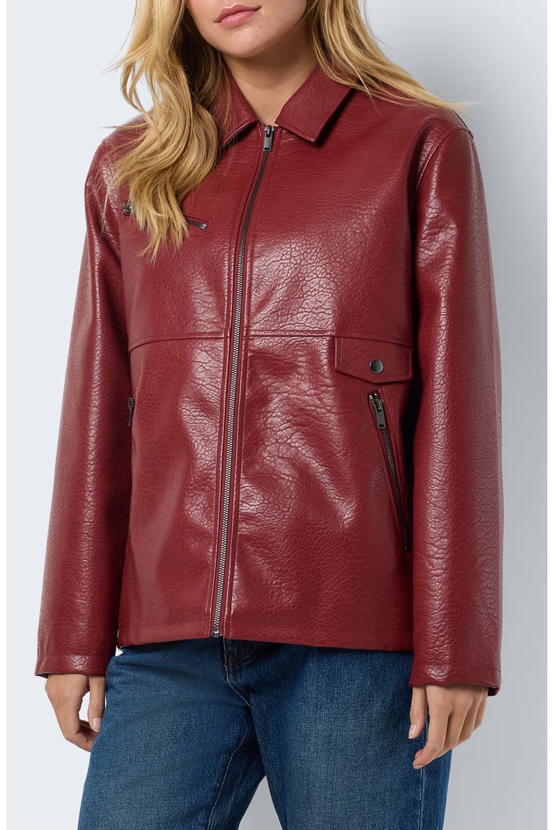 Gwen Faux Leather Jacket, Alternate, color, SPICED APPLE