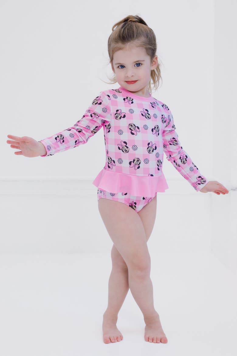 Minnie Mouse One Piece Swimwear, Alternate, color, Pink Minnie Gingham
