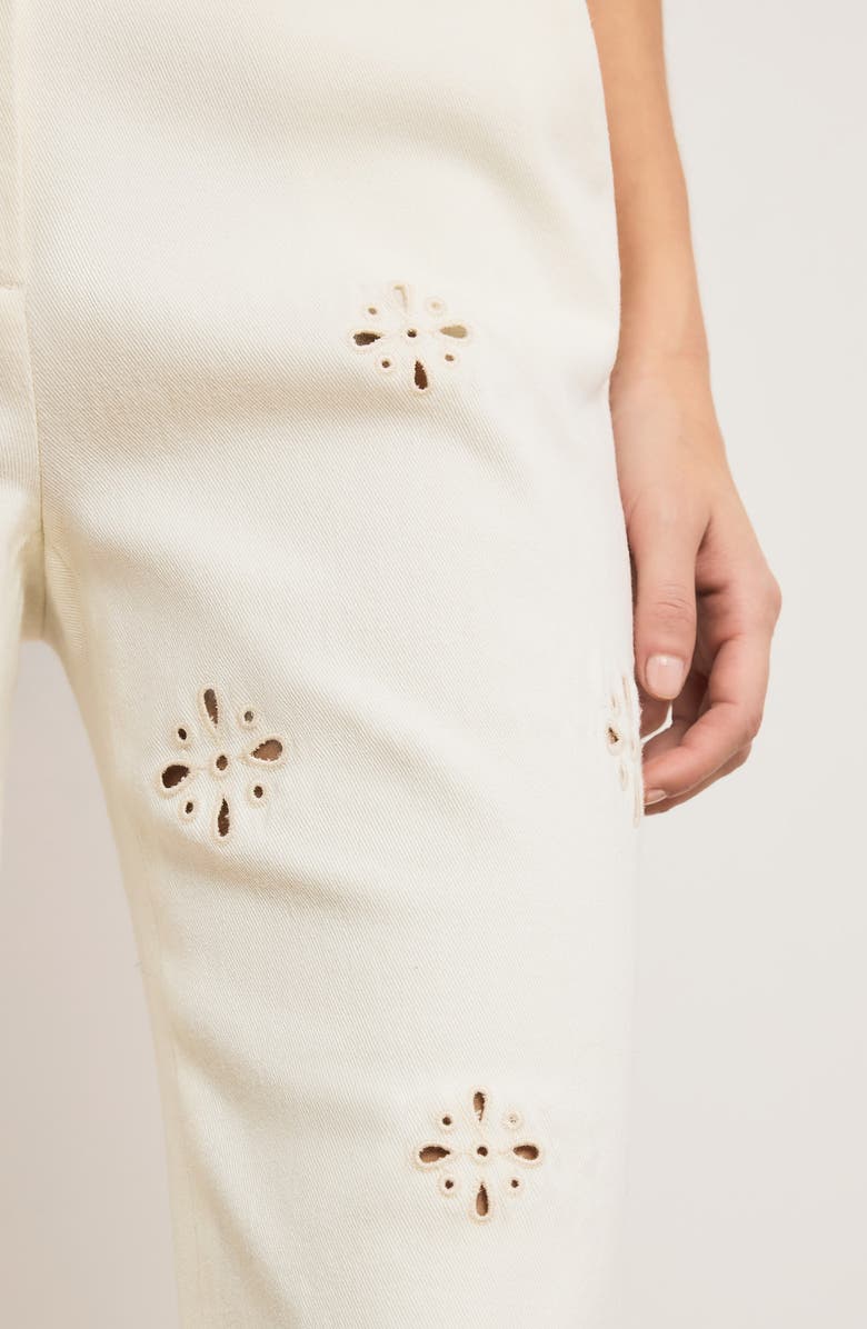 Veronica Beard Komi Embroidered Wide Leg Denim Pants, Alternate, color, Dove