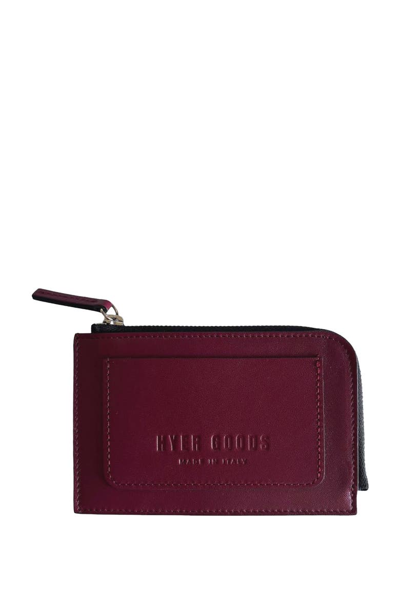 Upcycled Italian Leather Zip-Around Card Wallet, Main, color, Dark Cherry Red