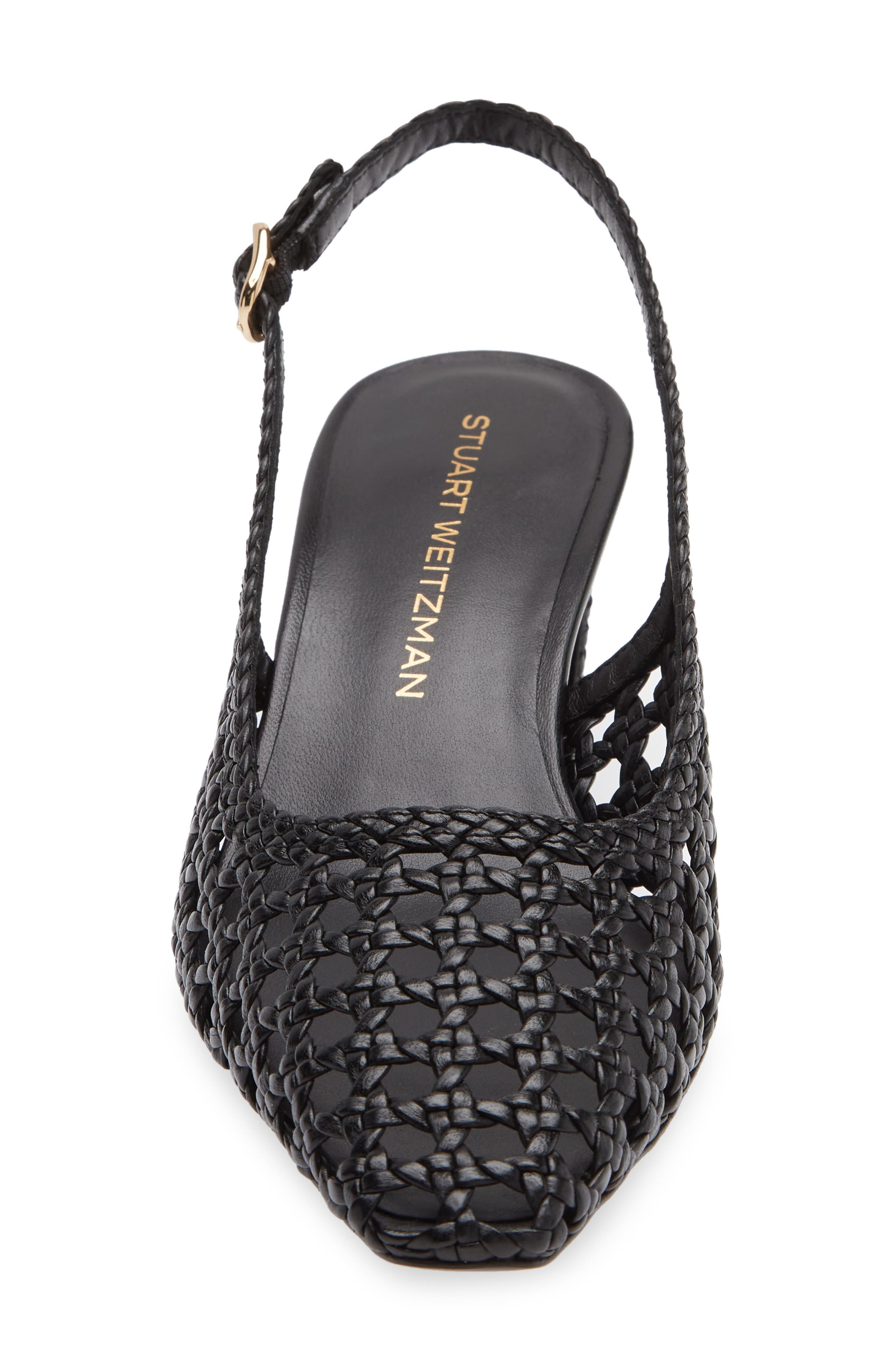 Stuart Weitzman Stassi Woven Slingback Pump, Alternate, color, Black