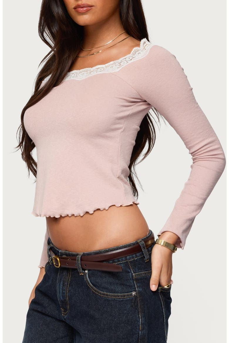 Emmery Lacey Boat Neck Crop Top, Main, color, MAUVE