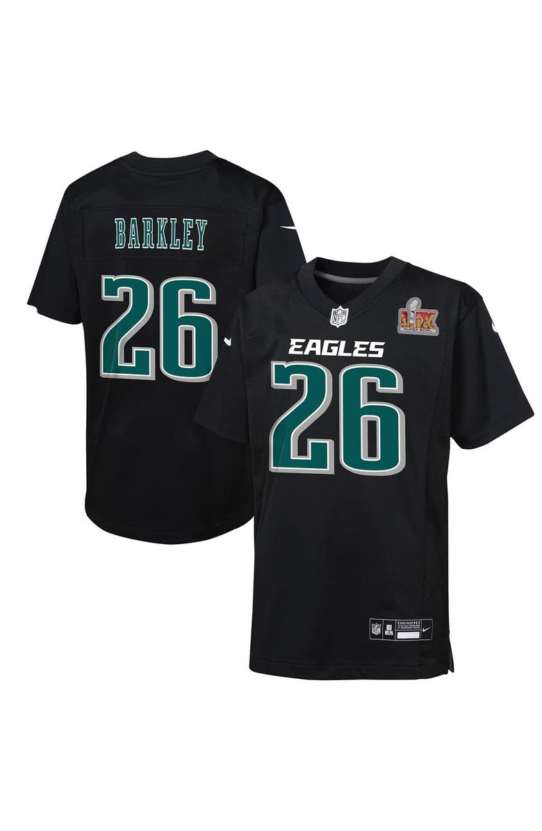 Nike Toddler Nike Saquon Barkley Carbon Black Philadelphia Eagles Super Bowl LIX Patch Fashion Game Player Jersey, Main, color, 